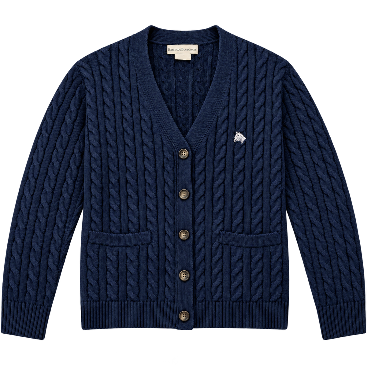 Navy Cable-Knit Cotton Cardigan